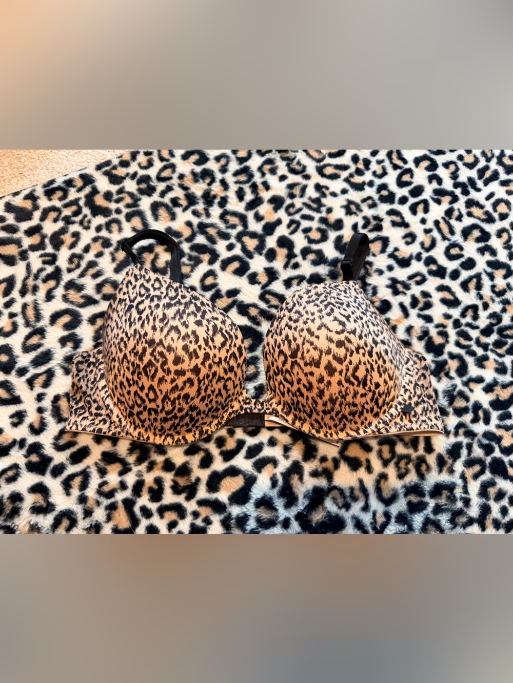 Victoria's Secret Leopard Print Push-Up Bra in Tan and Black
